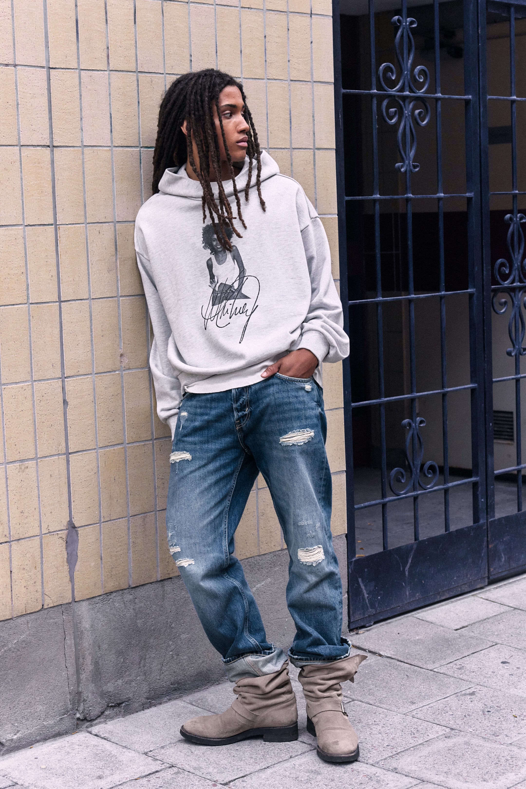 Hellgrau meliert - Whitney Oversize-Kapuzenpullover - 2