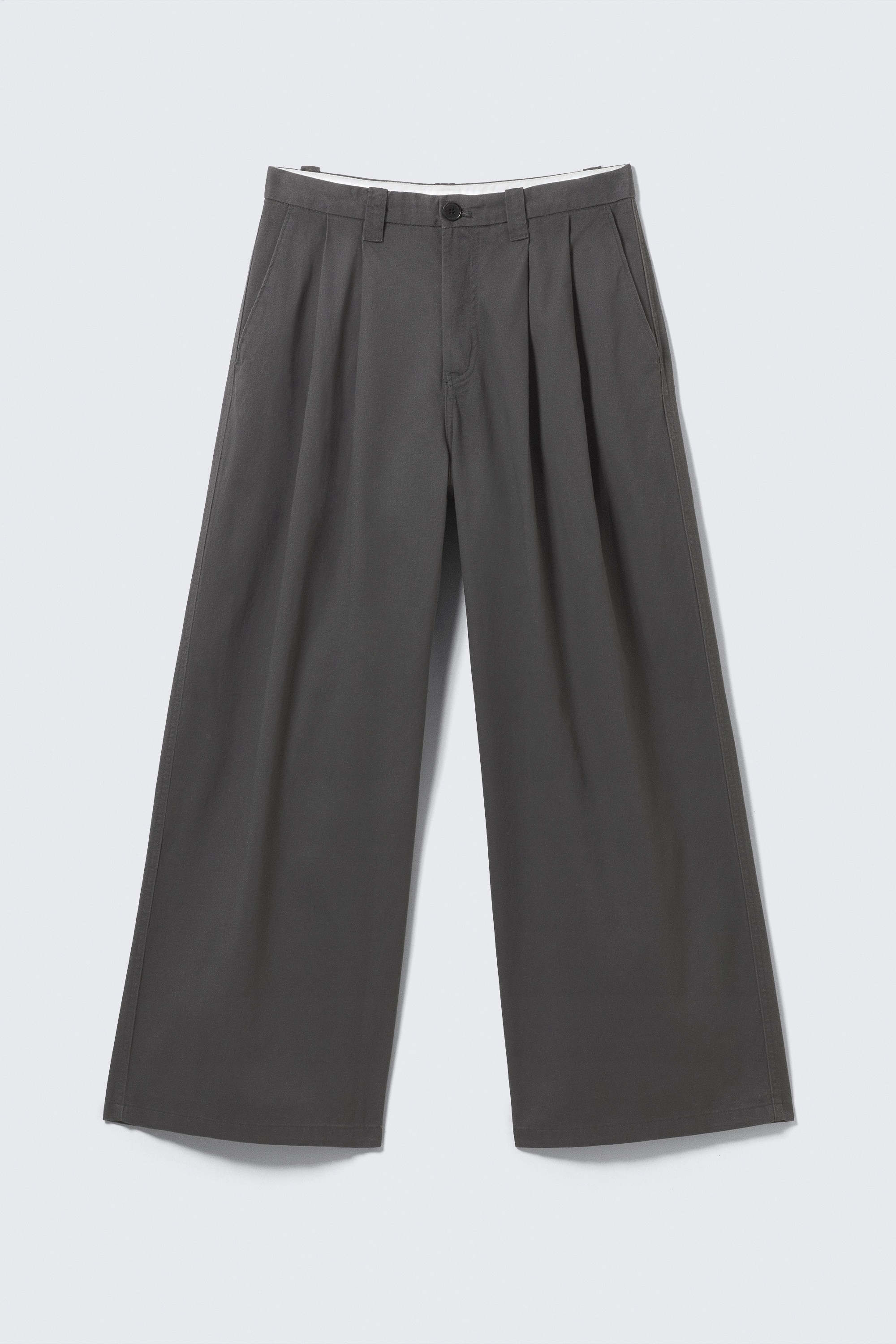 Otis bő, rakott pamut twill chino - Dark Grey/Black