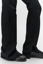 Black - Low Rise Zip-Hem Satin Trousers - 1