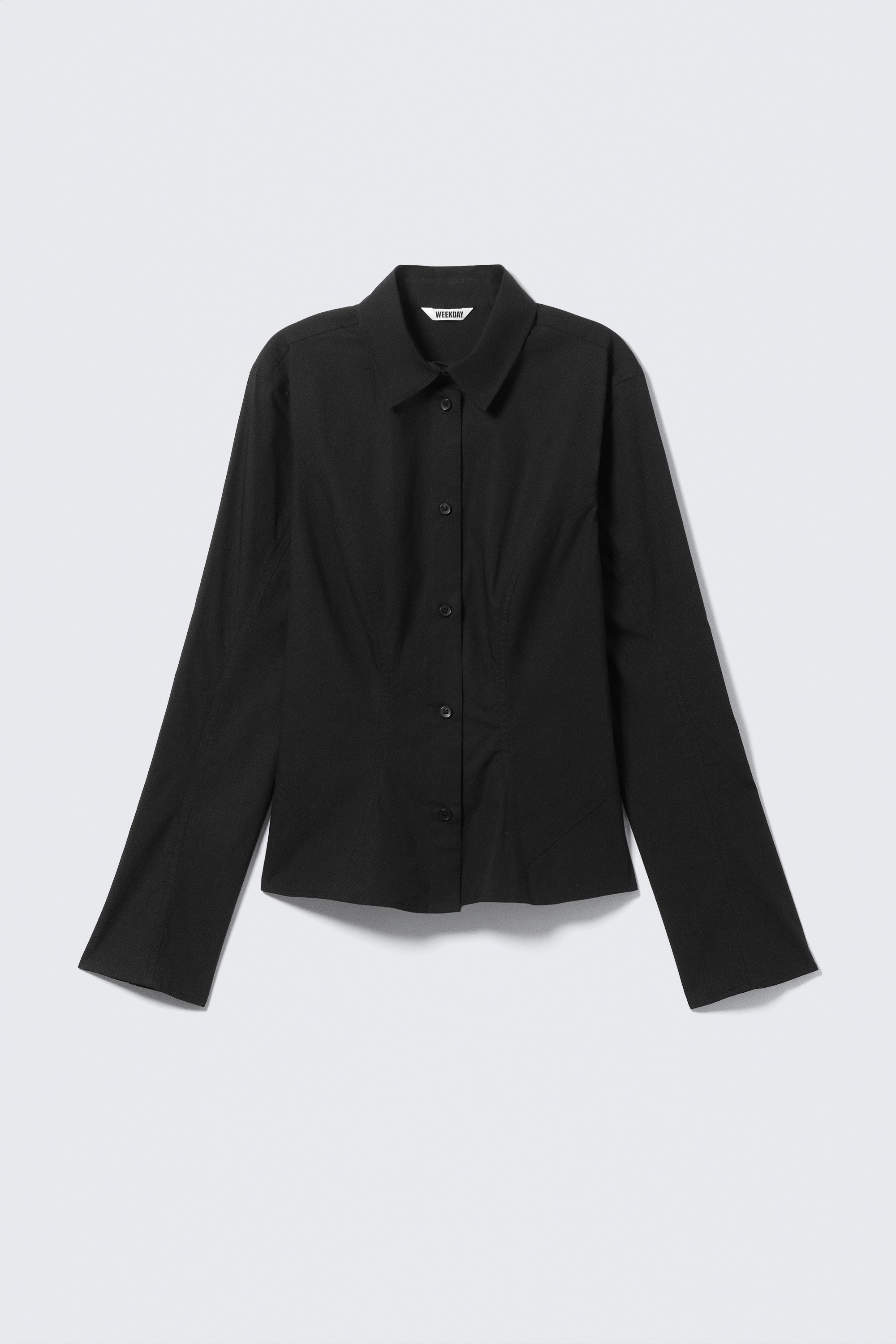 Cămașă din bumbac cu mâneci lungi, croială cambrată - Negru/Alb