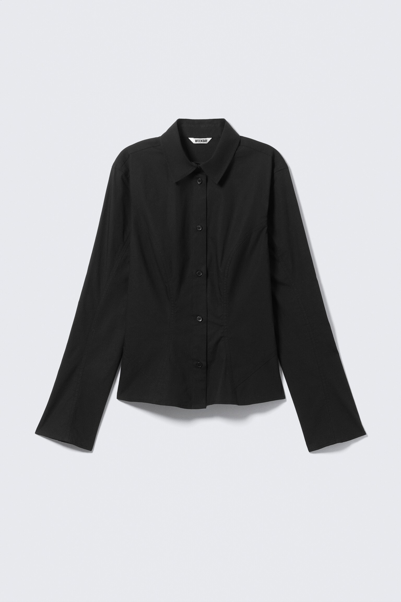 Priliehavá košeľa s dlhým rukávom z bavlny - Čierna/biela - 1