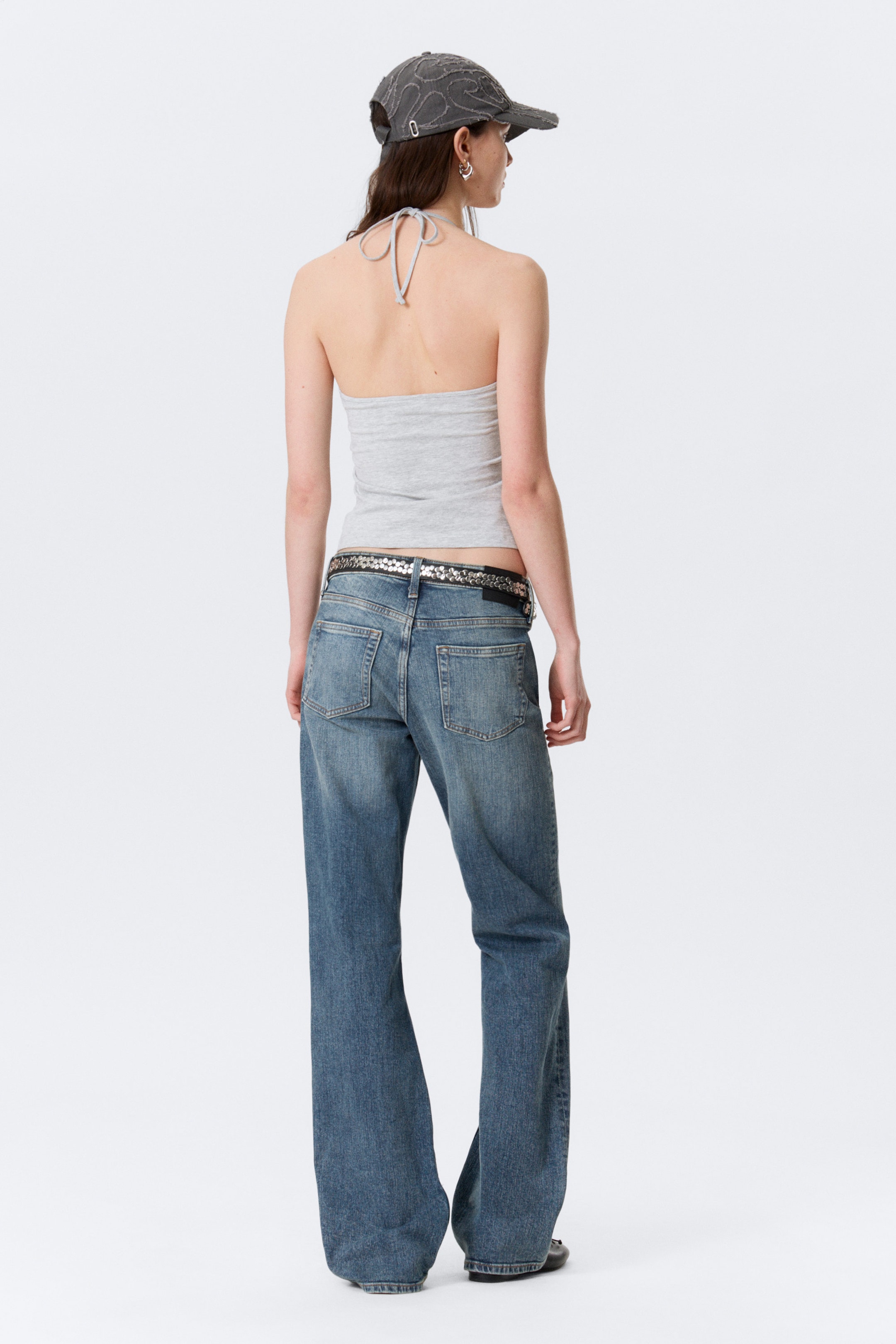 Grau meliert - Schmal geschnittenes Neckholder-Top aus Baumwolle - 2