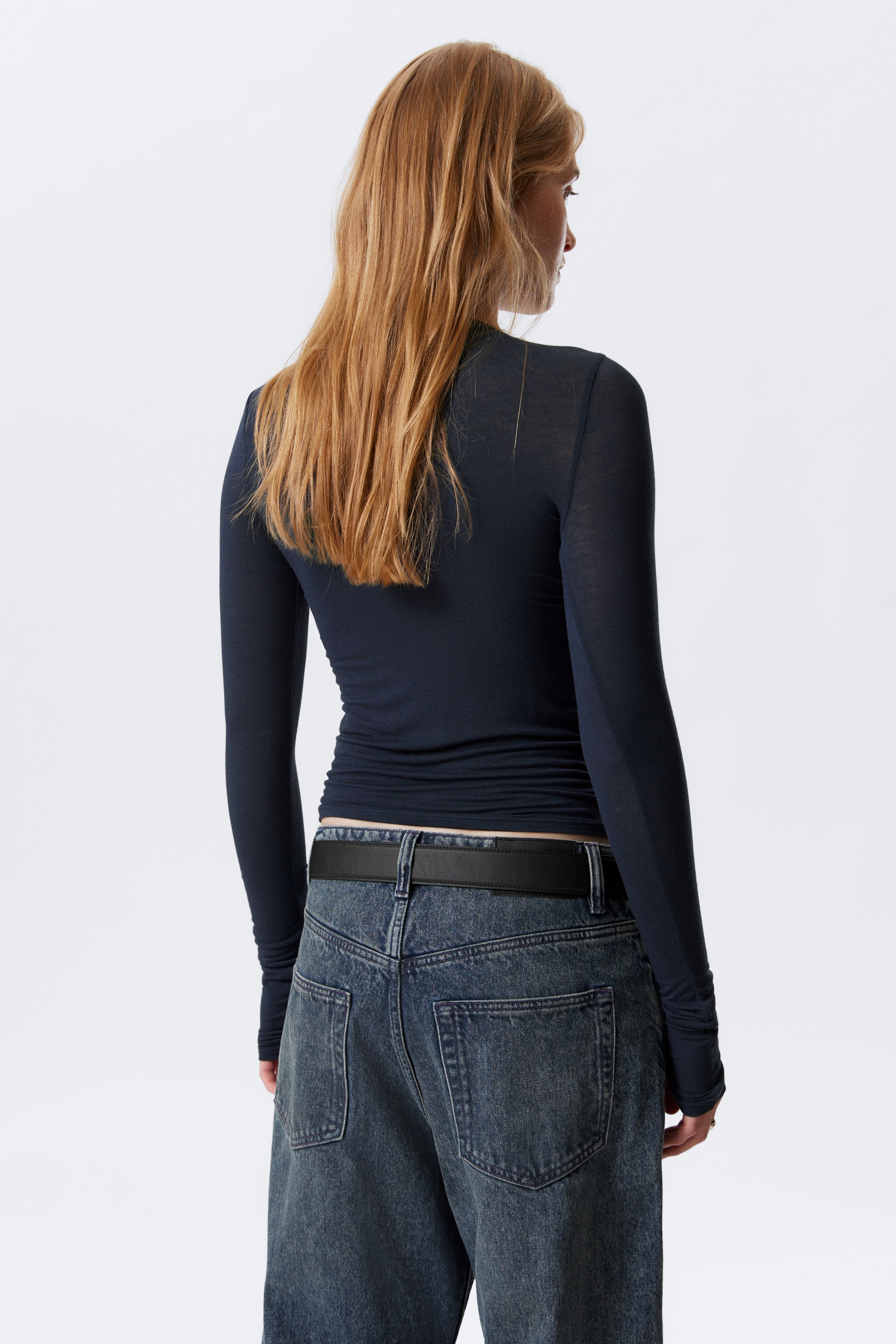 Ver imagen más grande: Slim Long-Sleeved Henley Top - Azul oscuro - MUJER | H&M ES 3