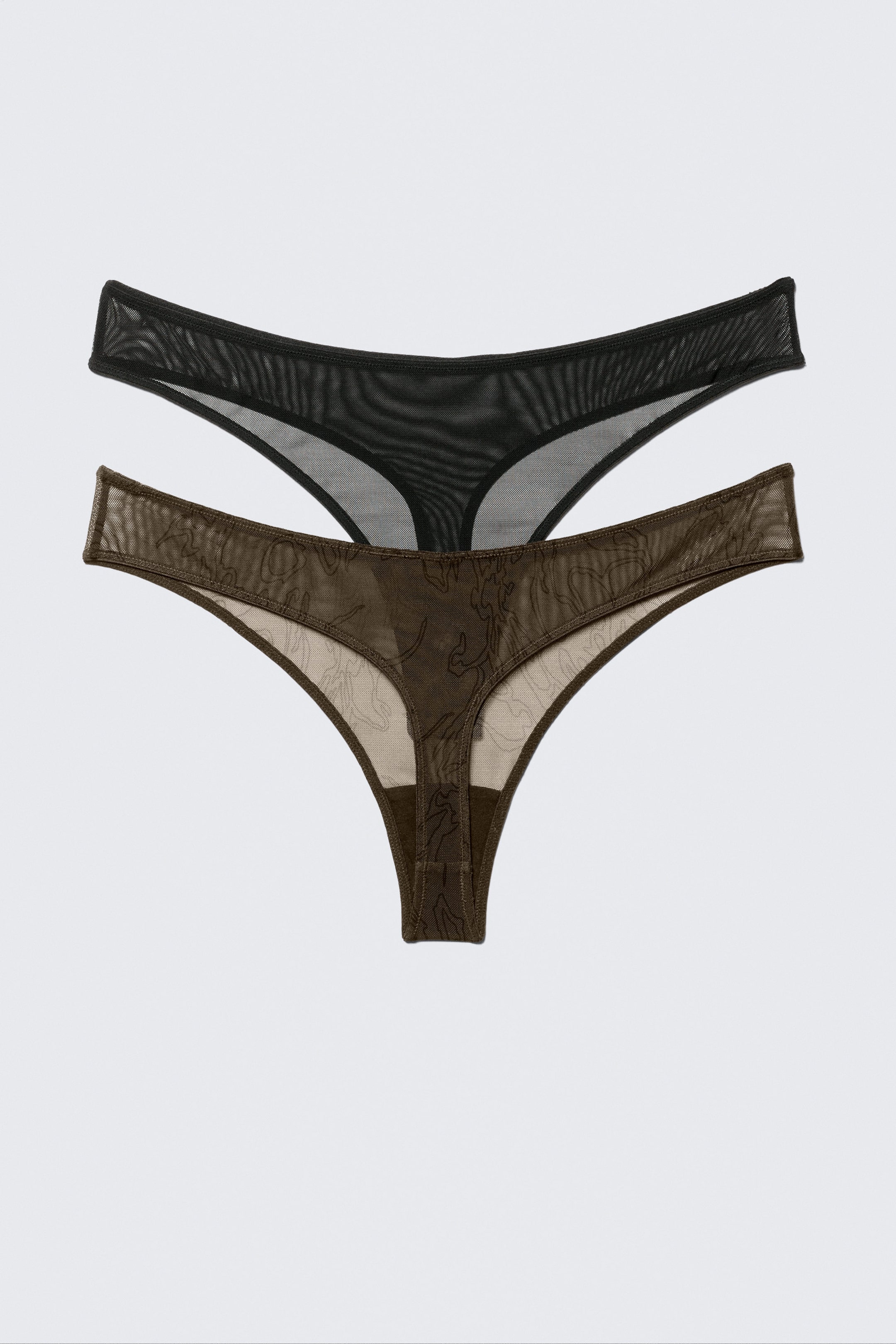 Dark Brown - 2-pack Mila Mesh Thongs - 1