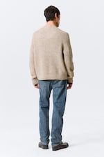 Dusty Ecru Melange - Relaxed Fit Nepped Knit Sweater - 2