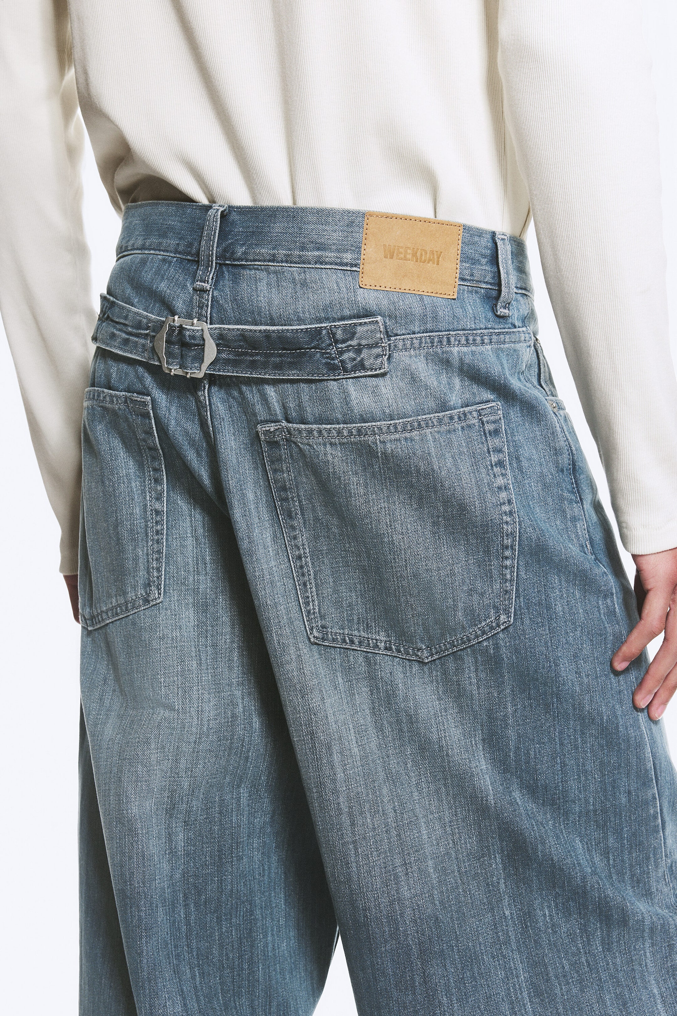 Gloria Blue - Medium Blue - ASTRO MID RISE LOOSE BAGGY TWIST JEANS - 4