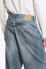 Gloria Blue - Medium Blue - ASTRO MID RISE LOOSE BAGGY TWIST JEANS - 4