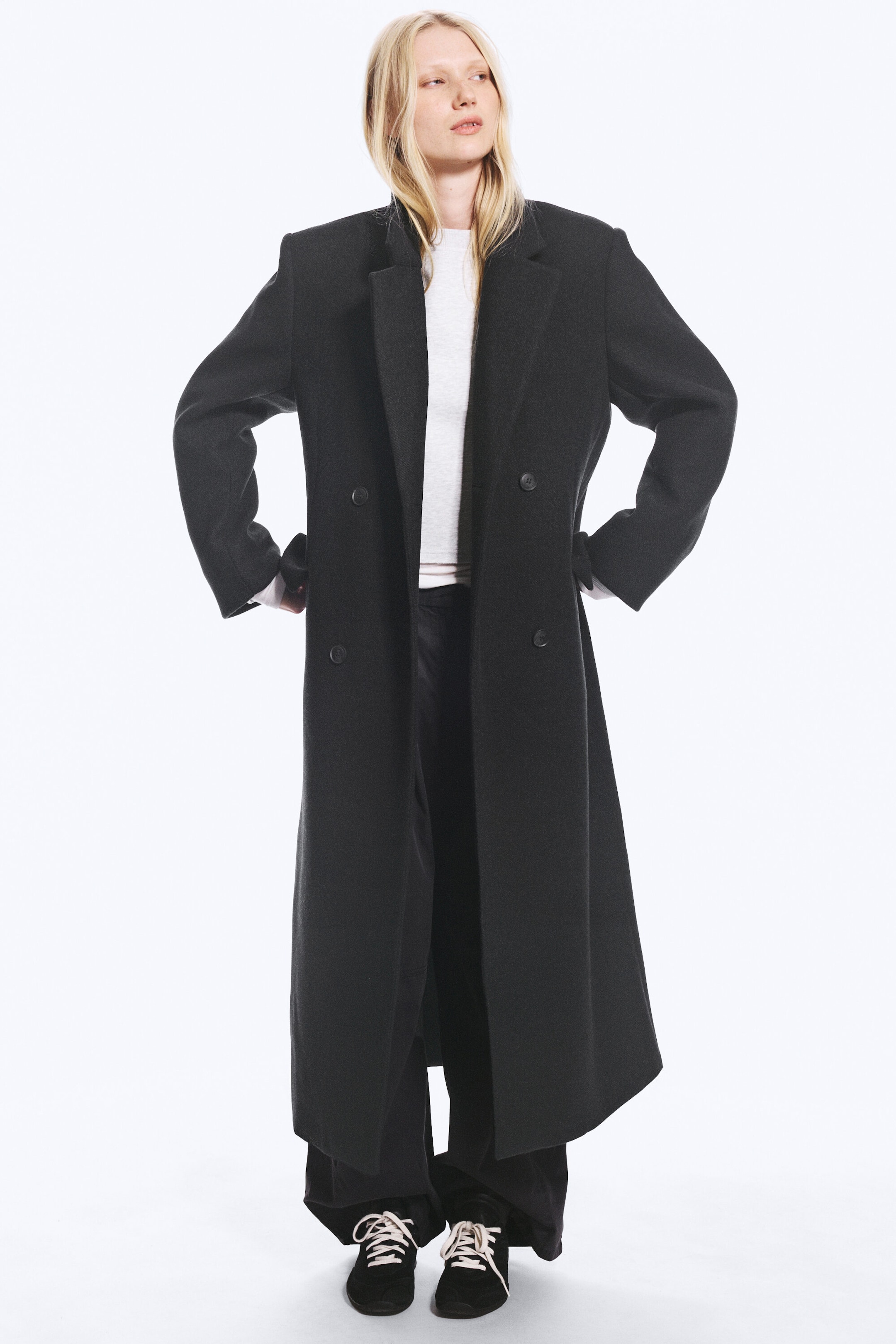 Dark Grey Melange - LOGAN MANTEAU CROISÉ EN LAINE MÉLANGÉE - 2