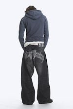 Hematite Black - Black - Dunno Way Unisex Low Rise Loose Barrel Jeans - 0