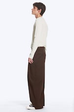 Dark Brown - Nate Baggy Fit Pleated Suit Trousers - 3