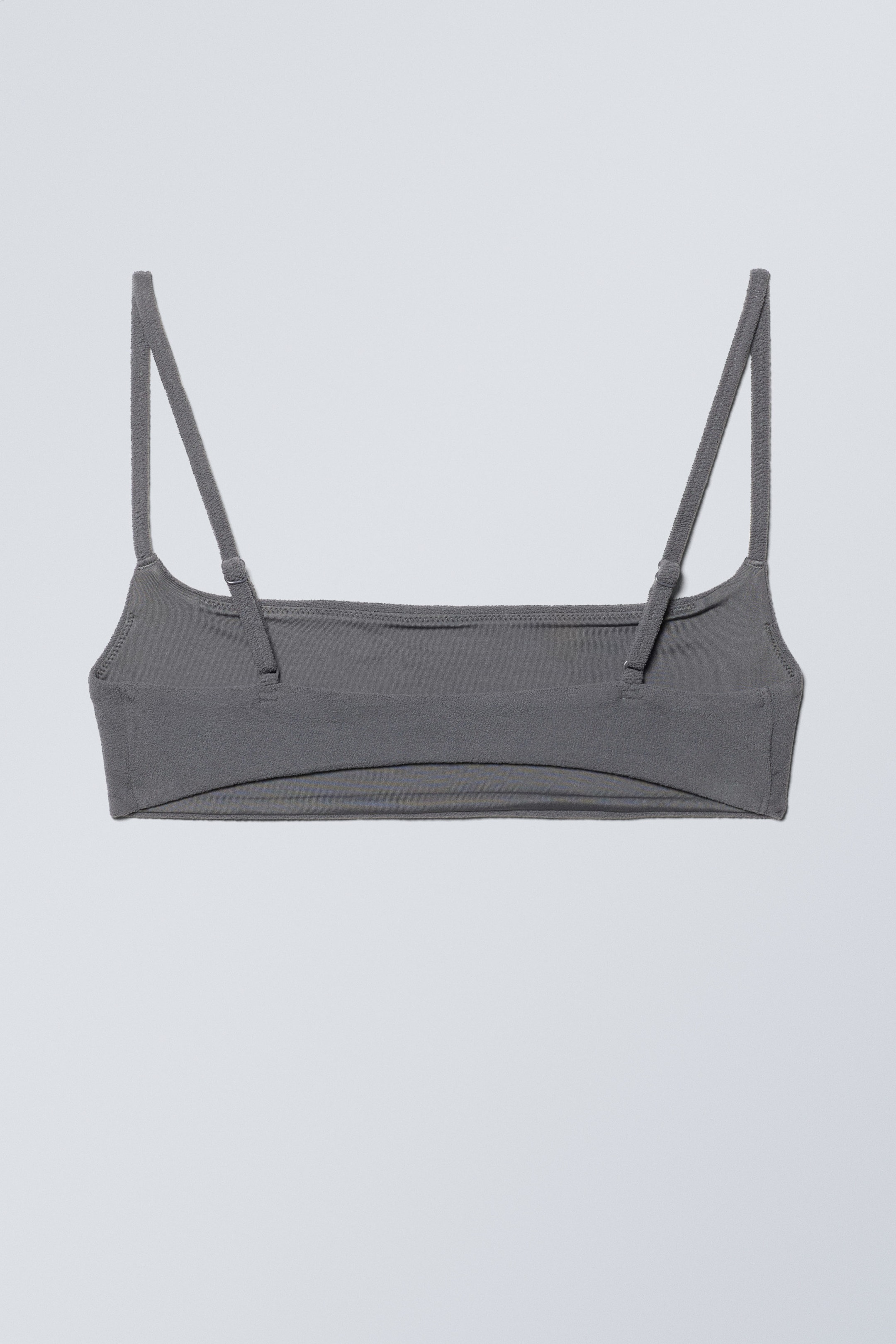 Donkergrijs - Badstof bikinitop met lage ronde hals - 1