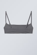 Donkergrijs - Badstof bikinitop met lage ronde hals - 1