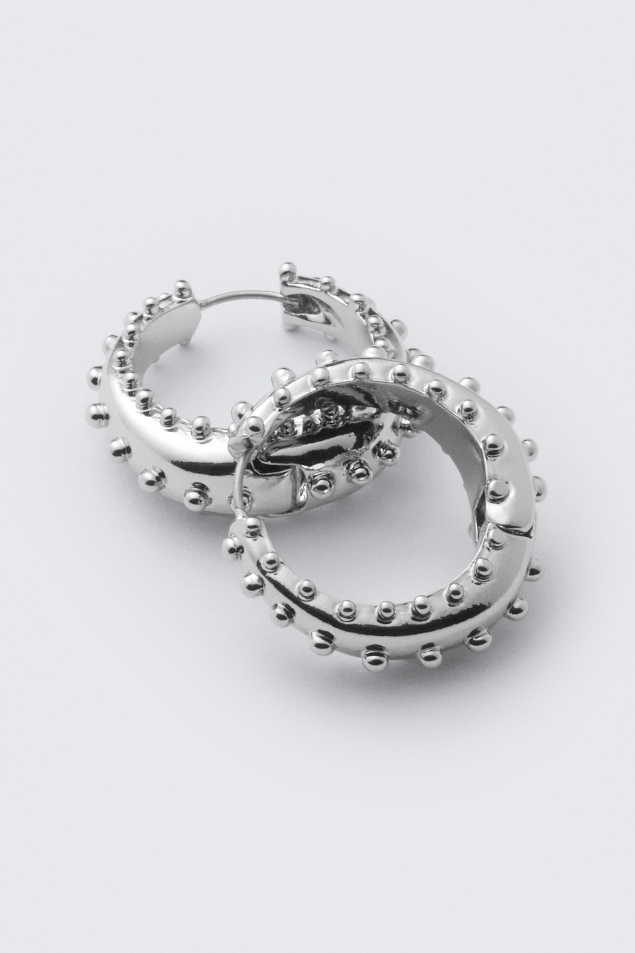 Argent - Boucles d’oreilles créoles à pois - 1