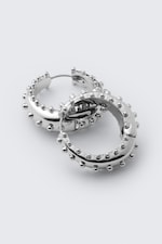 Argent - Boucles d’oreilles créoles à pois - 0