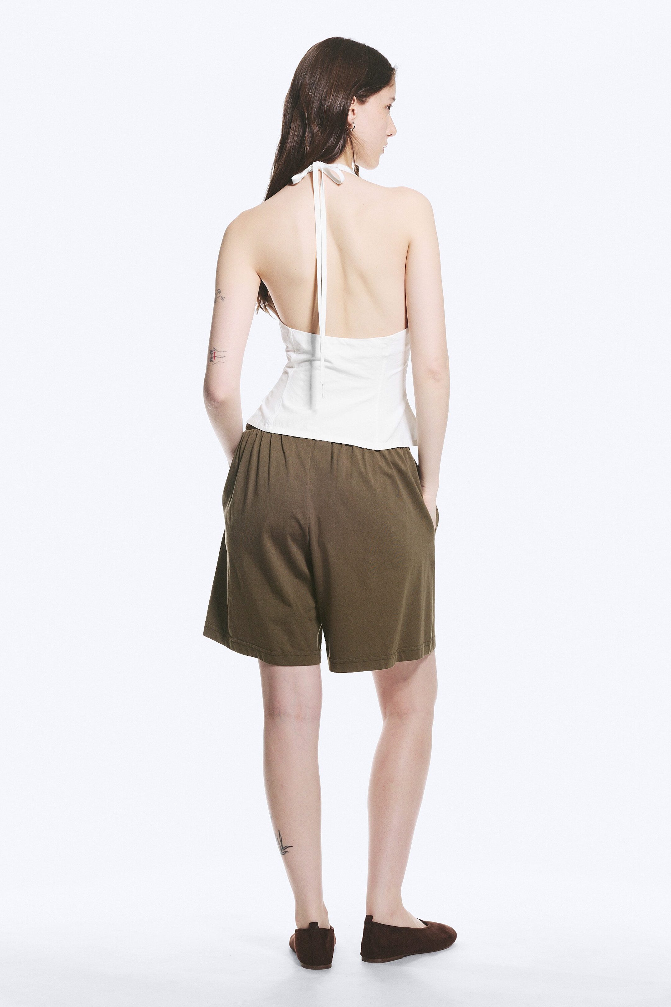 White - Tie-Back Hook-and-Eye Halterneck Top - 2