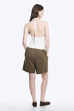 White - Tie-Back Hook-and-Eye Halterneck Top - 2