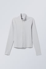 Lichtgrijs - Tina longsleeve met rits - 0