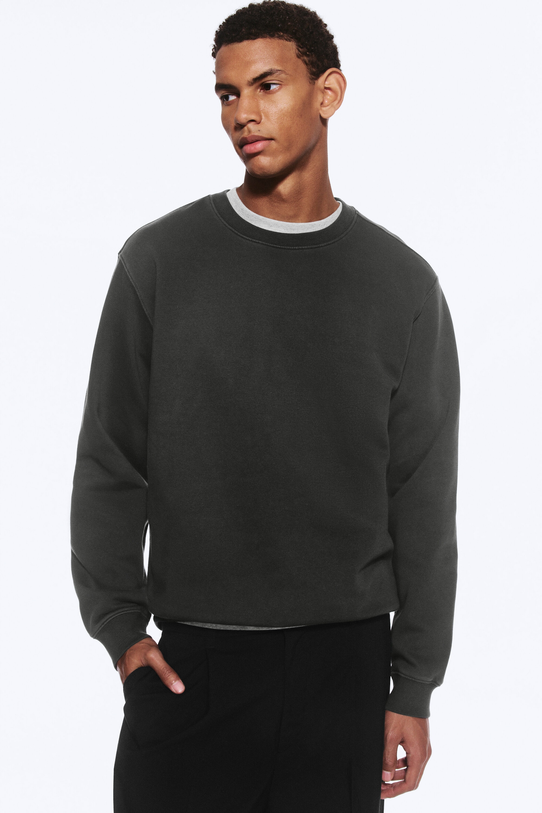 Ausgewaschenes Dunkelgrau - Klassisches Sweatshirt - 0