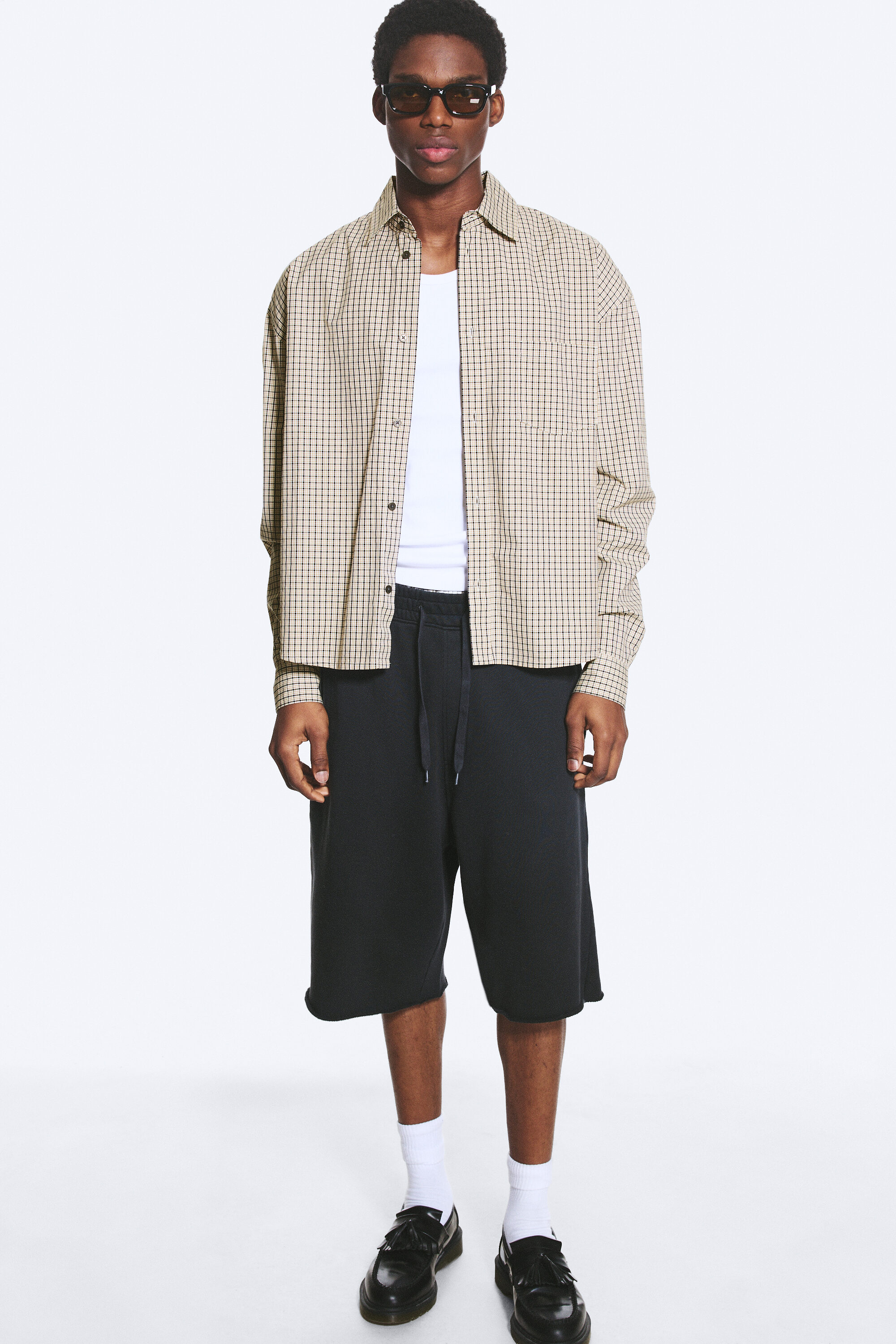 oversized cotton viscose shirt - Dusty Mole | Weekday WW