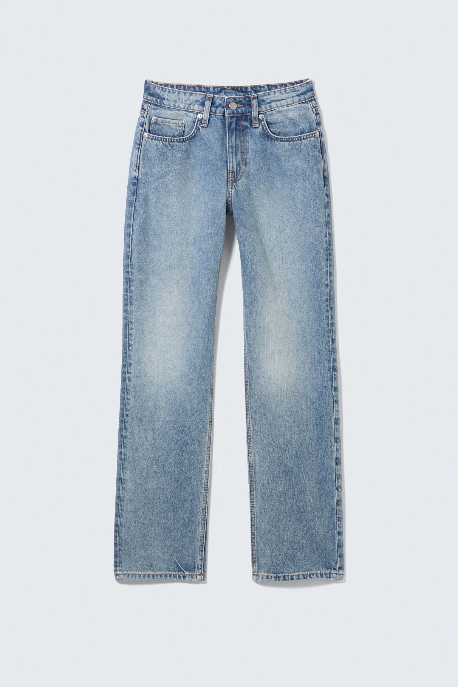 Laika Mid Rise Regular Straight Leg Jeans - Eighteen Blue - Medium Blue - 2