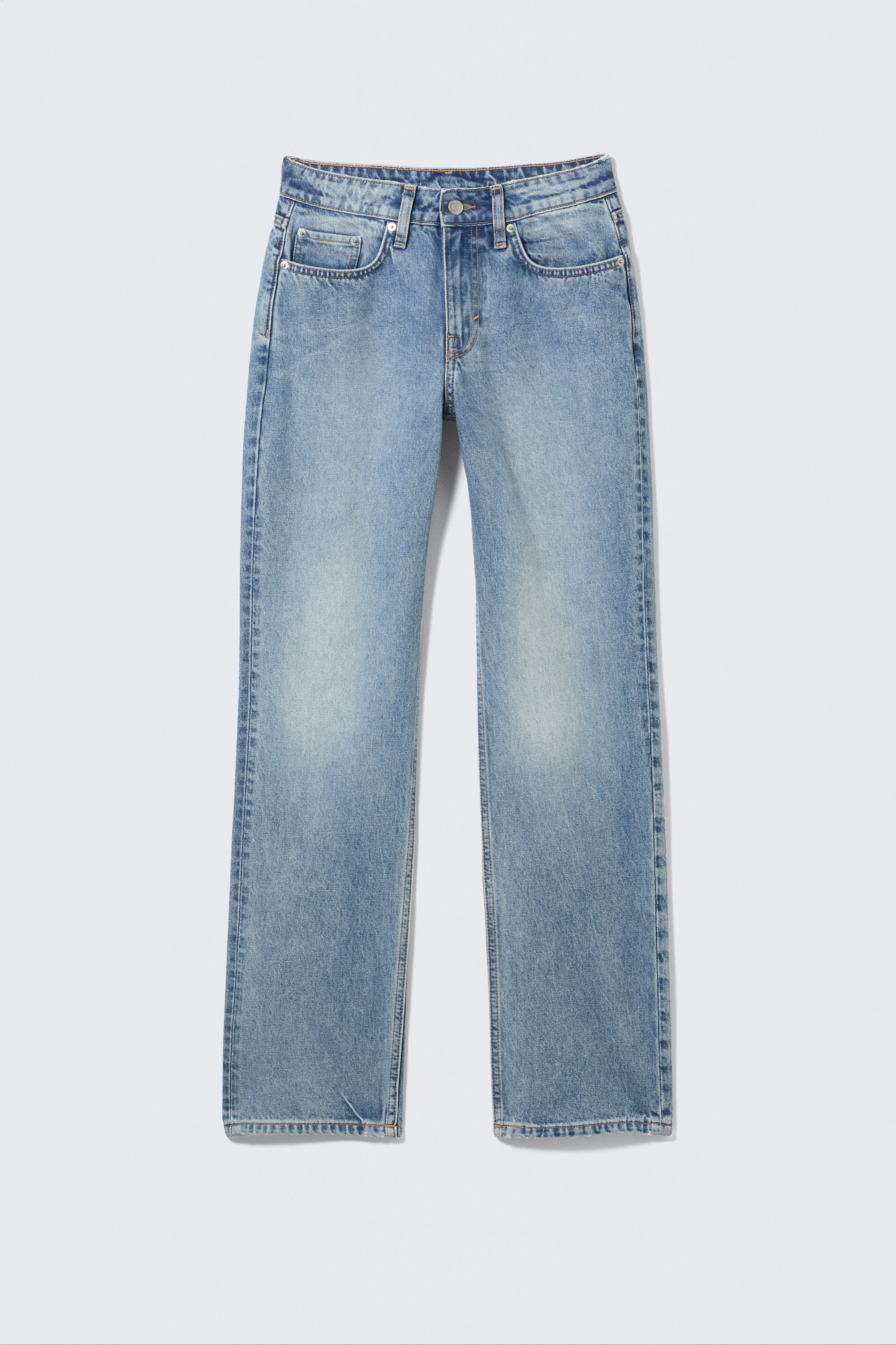 Eighteen Blue - Mellanblå - Laika Mid Waist Regular Straight Leg Jeans - 3