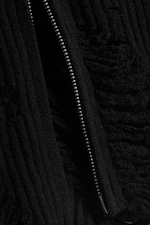 Schwarz - Cardigan mit Used-Details und Zwei-Wege-Zipper - 1