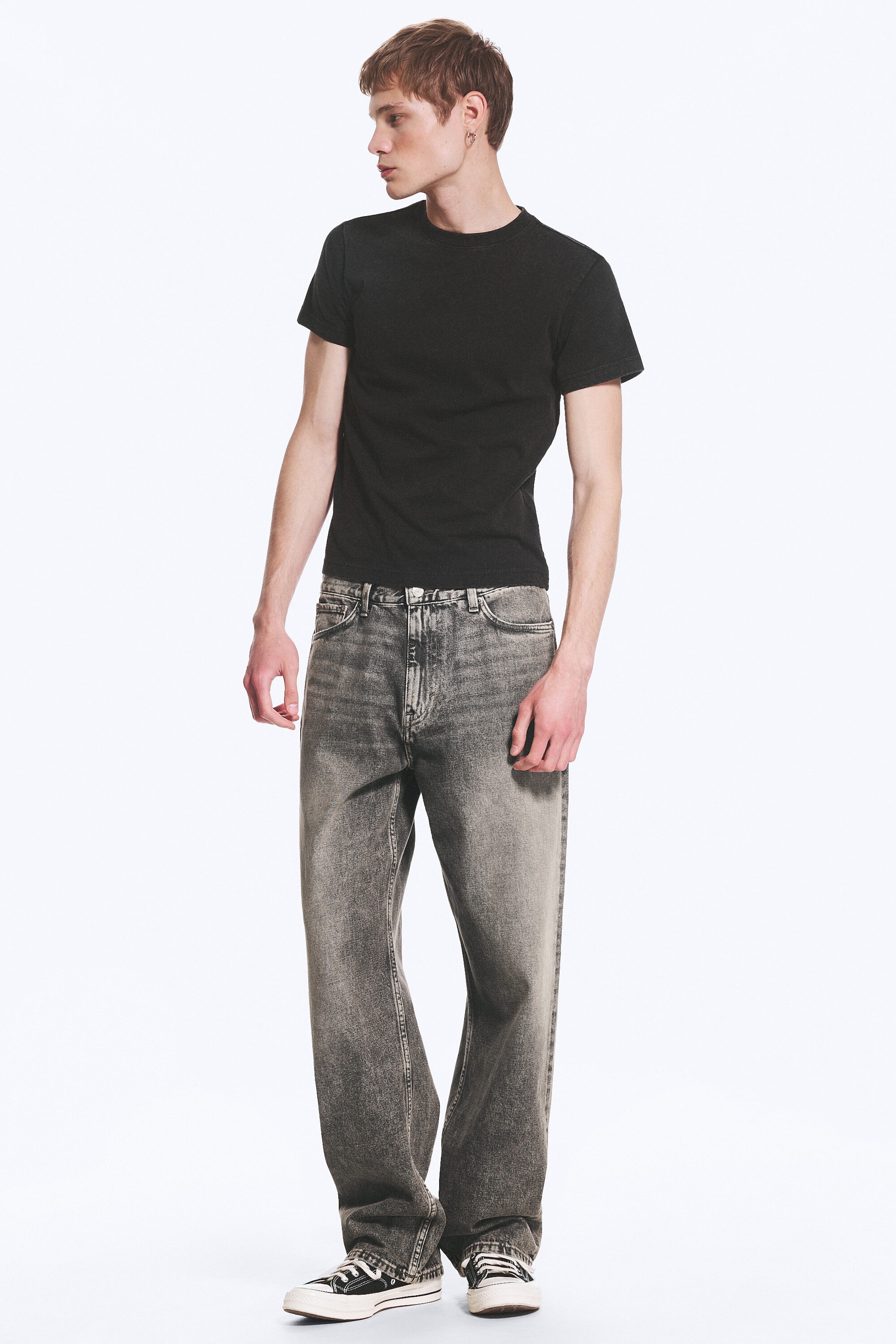 Redondo Black - Black - Galaxy Mid Rise Loose Straight Jeans - 1