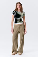 Pinstriped Mole - Low Rise Suiting Trousers - 0
