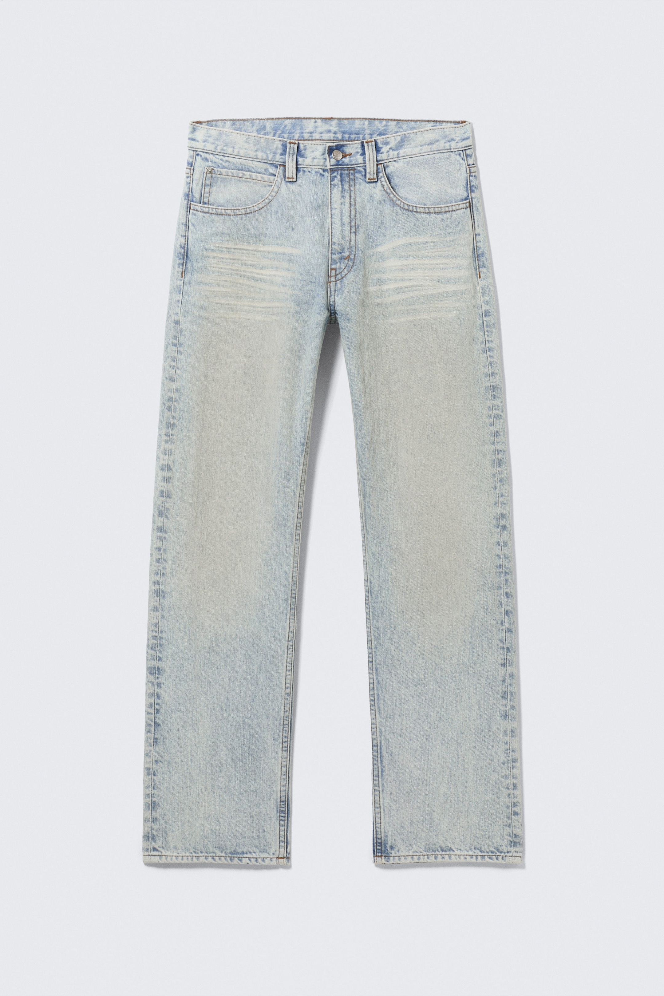 Lichtblauw - Anti uniseks rechte jeans met lage taille - 1