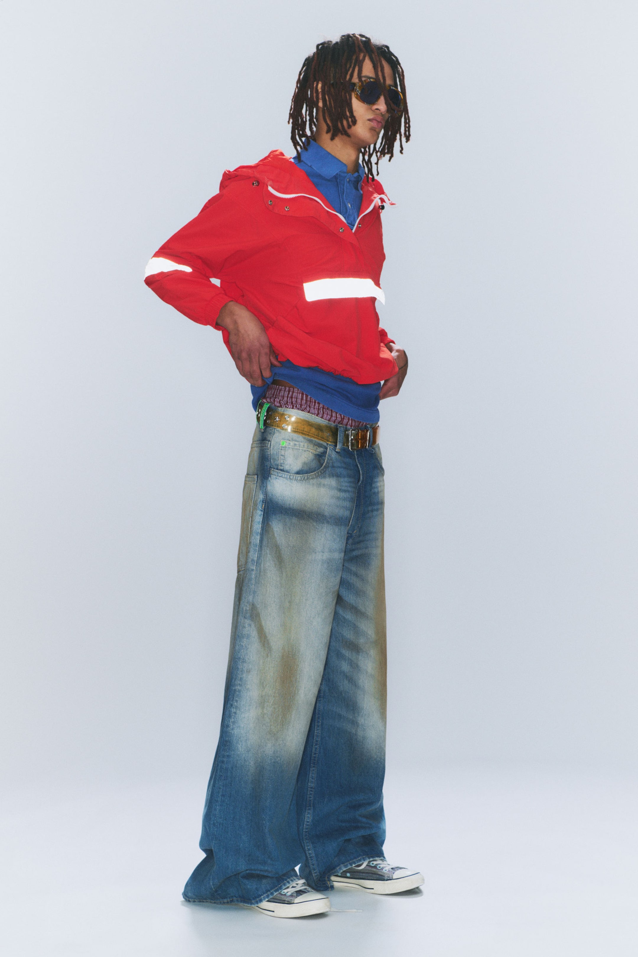 Grime Blue - Rad Super Regular Waist Loose Wide Jeans - 2
