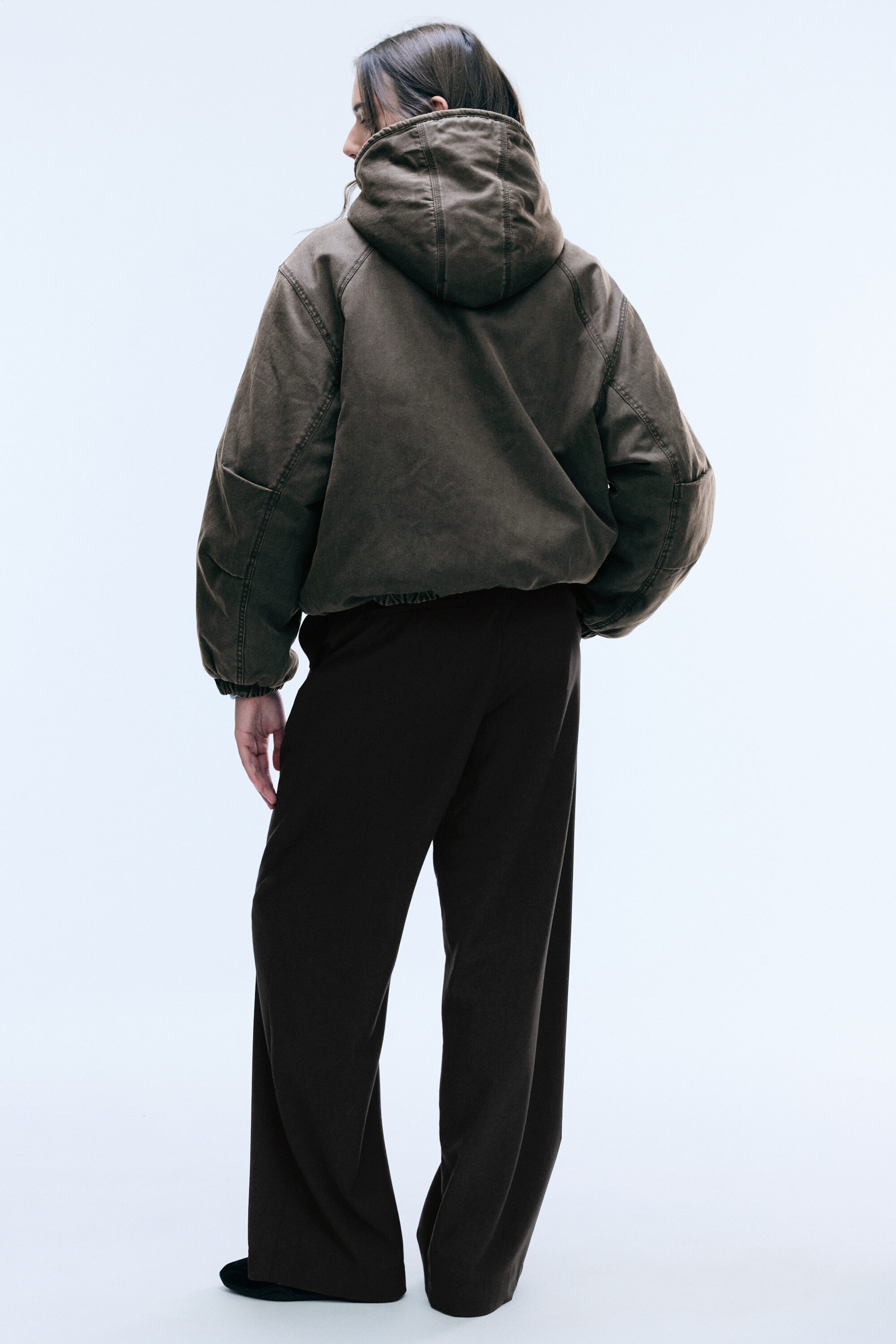 Dunkles Khakigrün - Pile Lined Hooded Jacket - 4