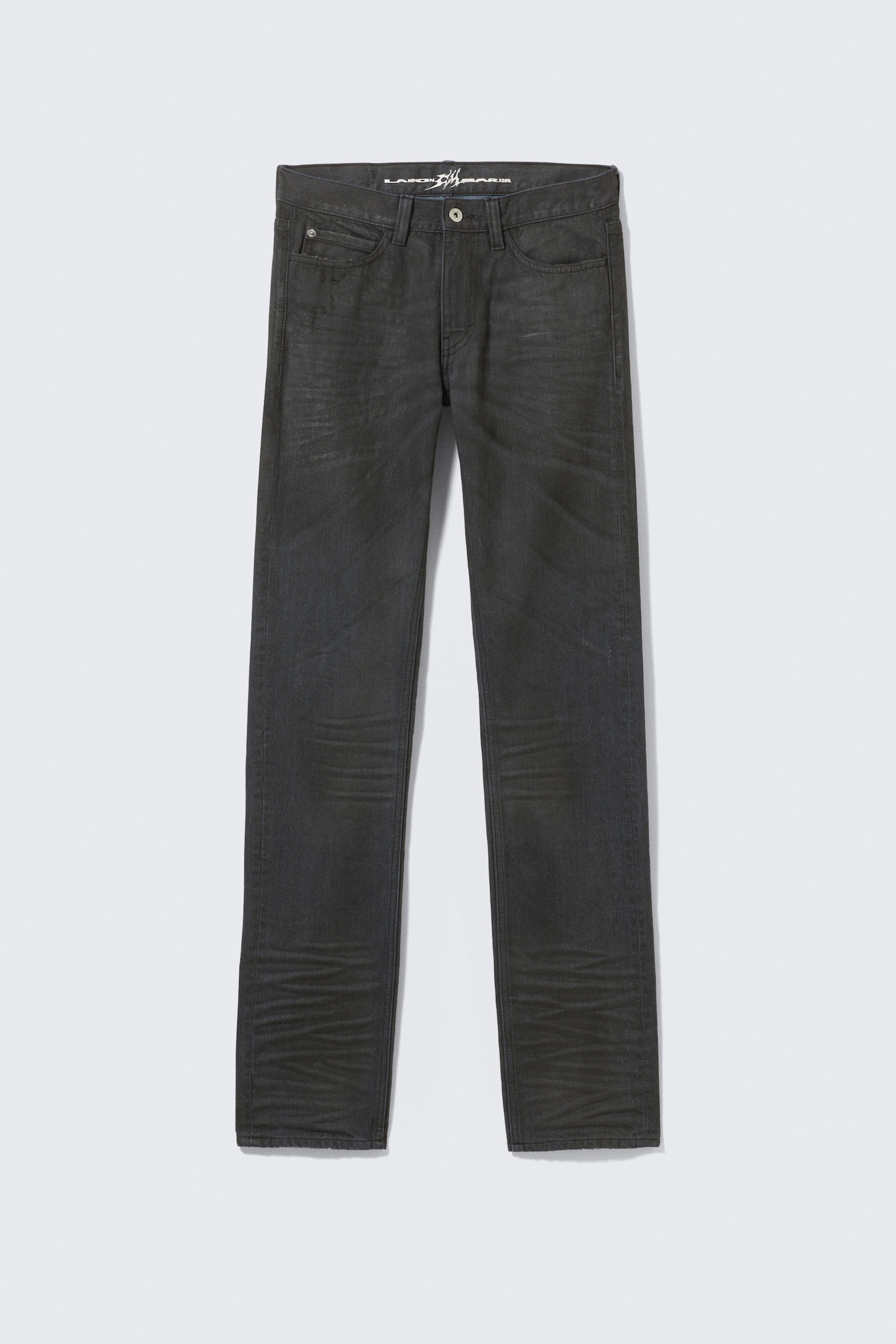 Jean unisexe enduit rigide Issue CM x LB - Noir enduit