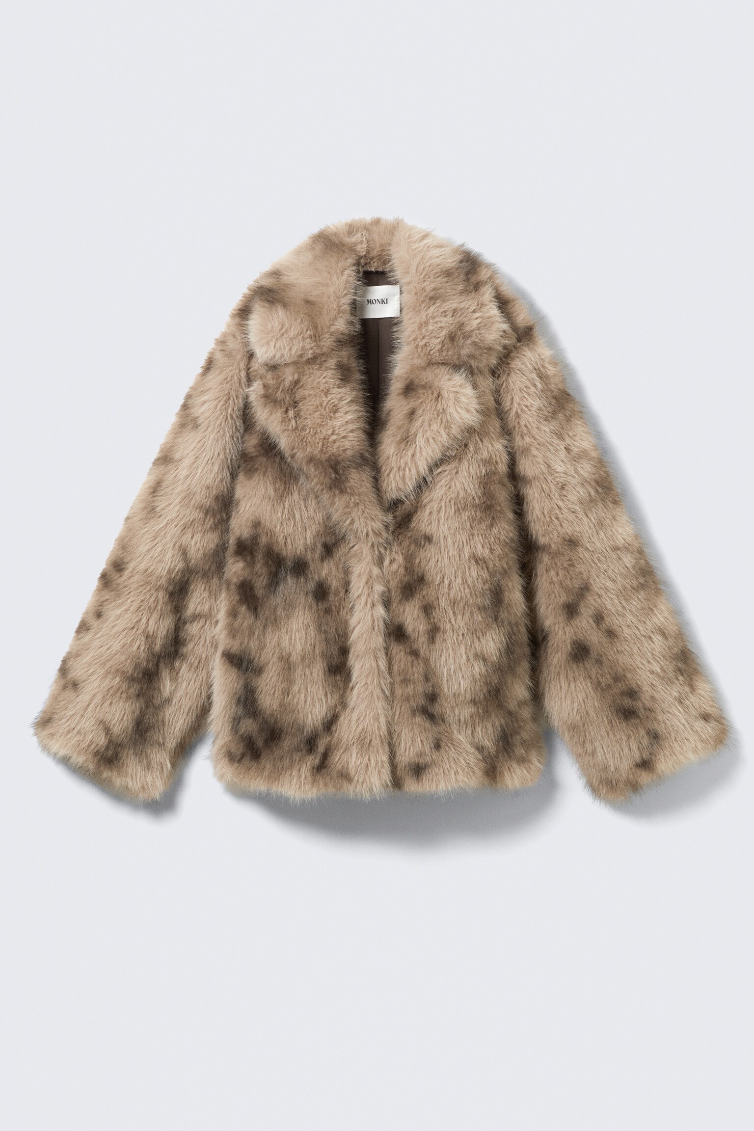 Kunstfelljacke - Beige-braunes Leopardenmuster/Dunkelbraun - 2