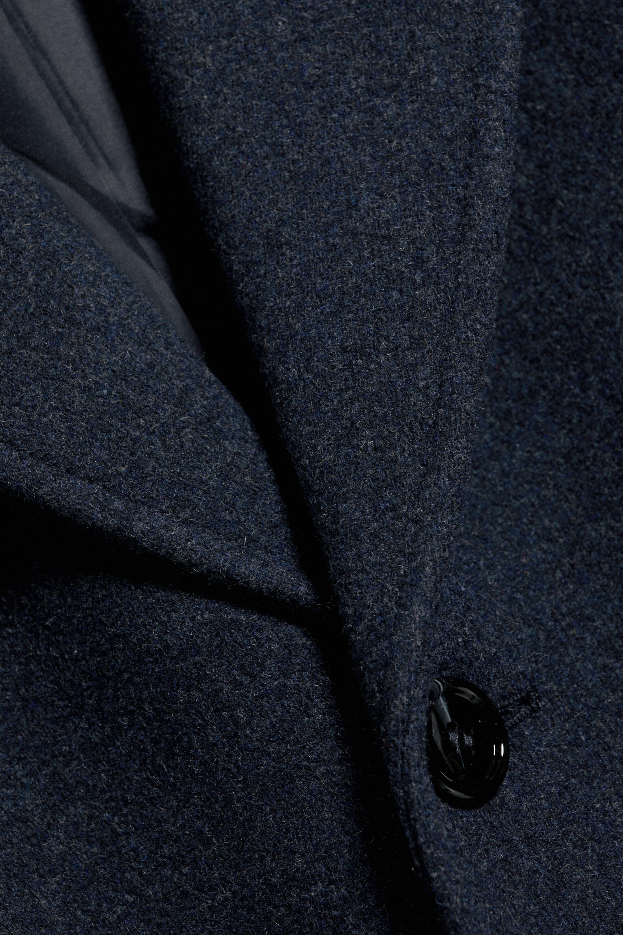 Dark Blue Melange - Oversized Single-Breasted Wool Blend Coat - 6
