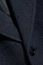Dark Blue Melange - Oversized Single-Breasted Wool Blend Coat - 6