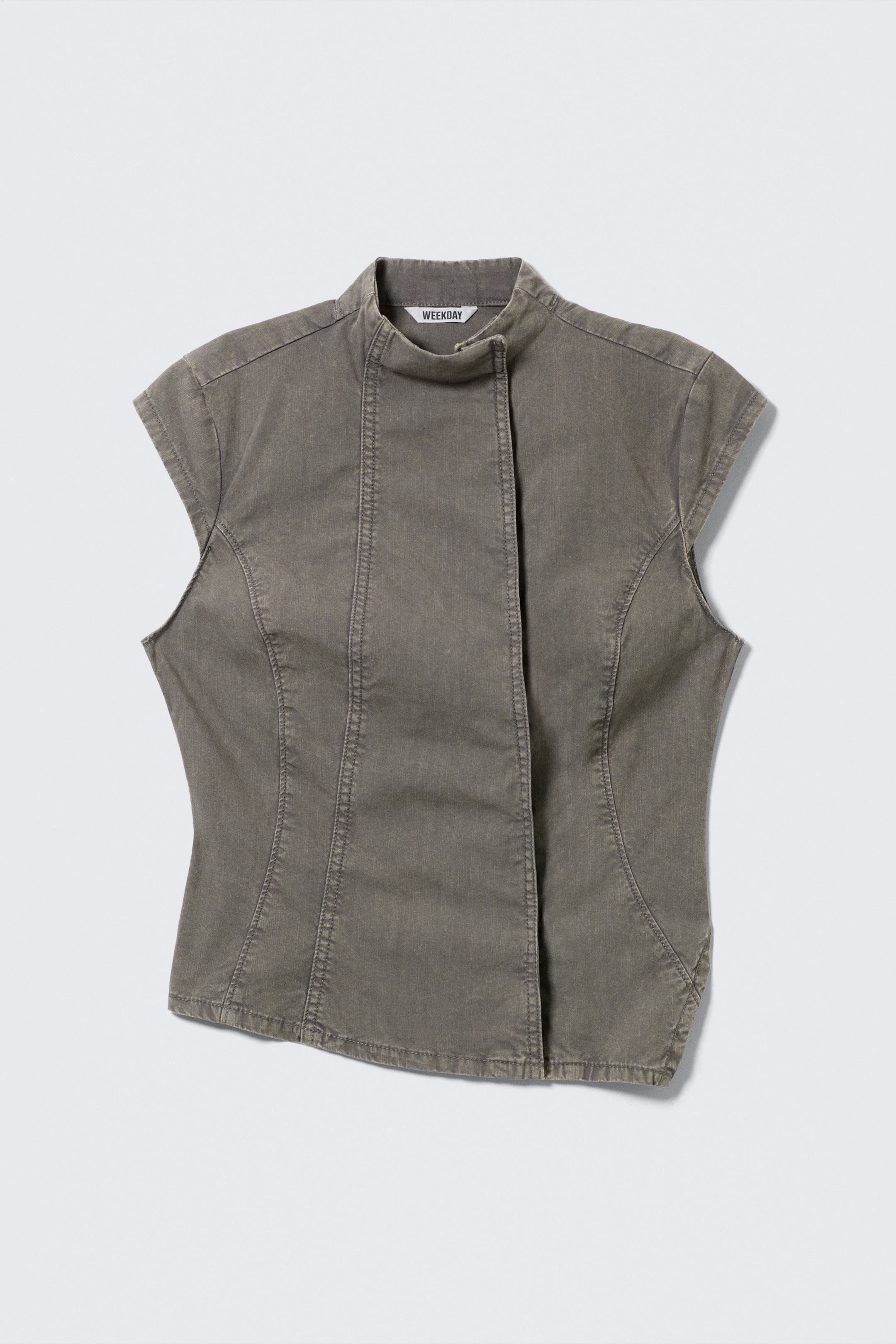 Ver imagen más grande: Top asimétrico de algodón - Gris - MUJER | H&M ES 1