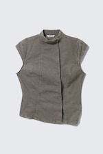 Grey - Structured Asymmetric Cotton Top - 4