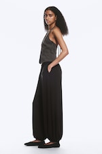 Dark Brown - Soft Mid-Rise Balloon Trousers - 2