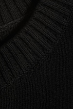 Schwarz - Rückenprint - Oversized Strickpullover aus Baumwolle mit Grafik - 5