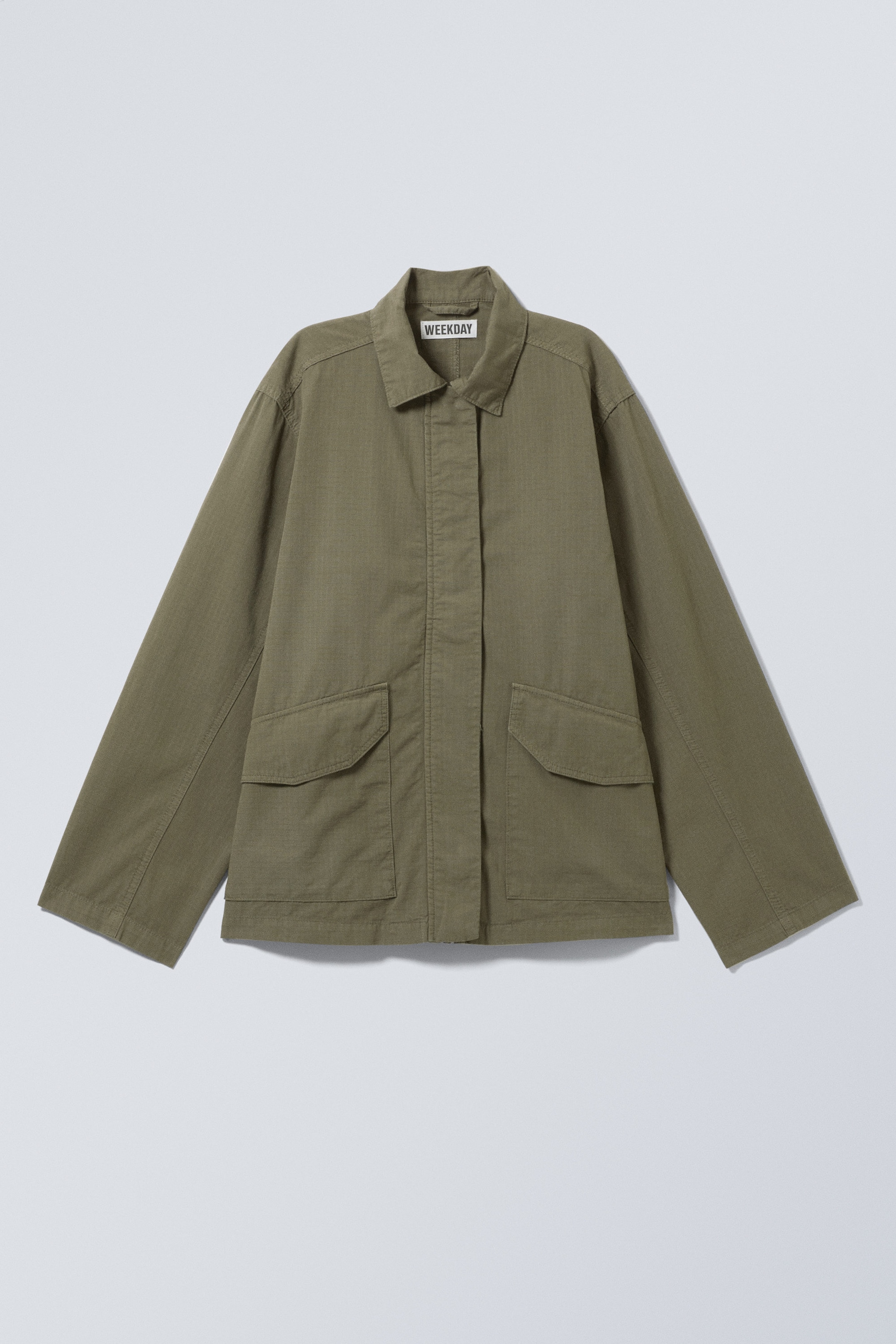 Dunkles Khakigrün - Verwaschene Ripstop-Jacke - 1