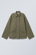 Dunkles Khakigrün - Verwaschene Ripstop-Jacke - 0