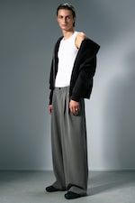 Pinstriped Light Grey - Nate Loose Fit Pleated Suit Trousers - 0