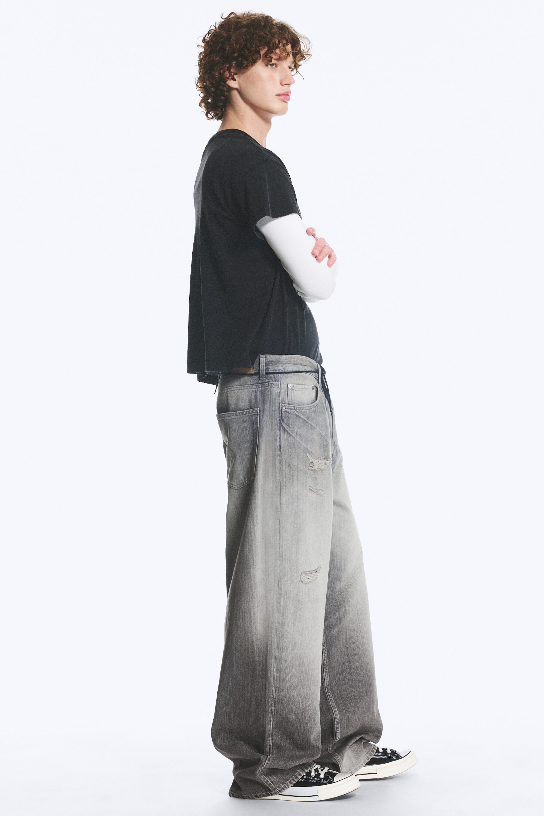 Complex Grey - Mellangrå - Astro Mid Waist Loose Baggy Unisex Jeans - 2