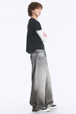 Complex Grey - Mellangrå - Astro Mid Waist Loose Baggy Unisex Jeans - 2