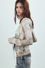 Dusty Mole - Printed Hooded Stud Top - 2