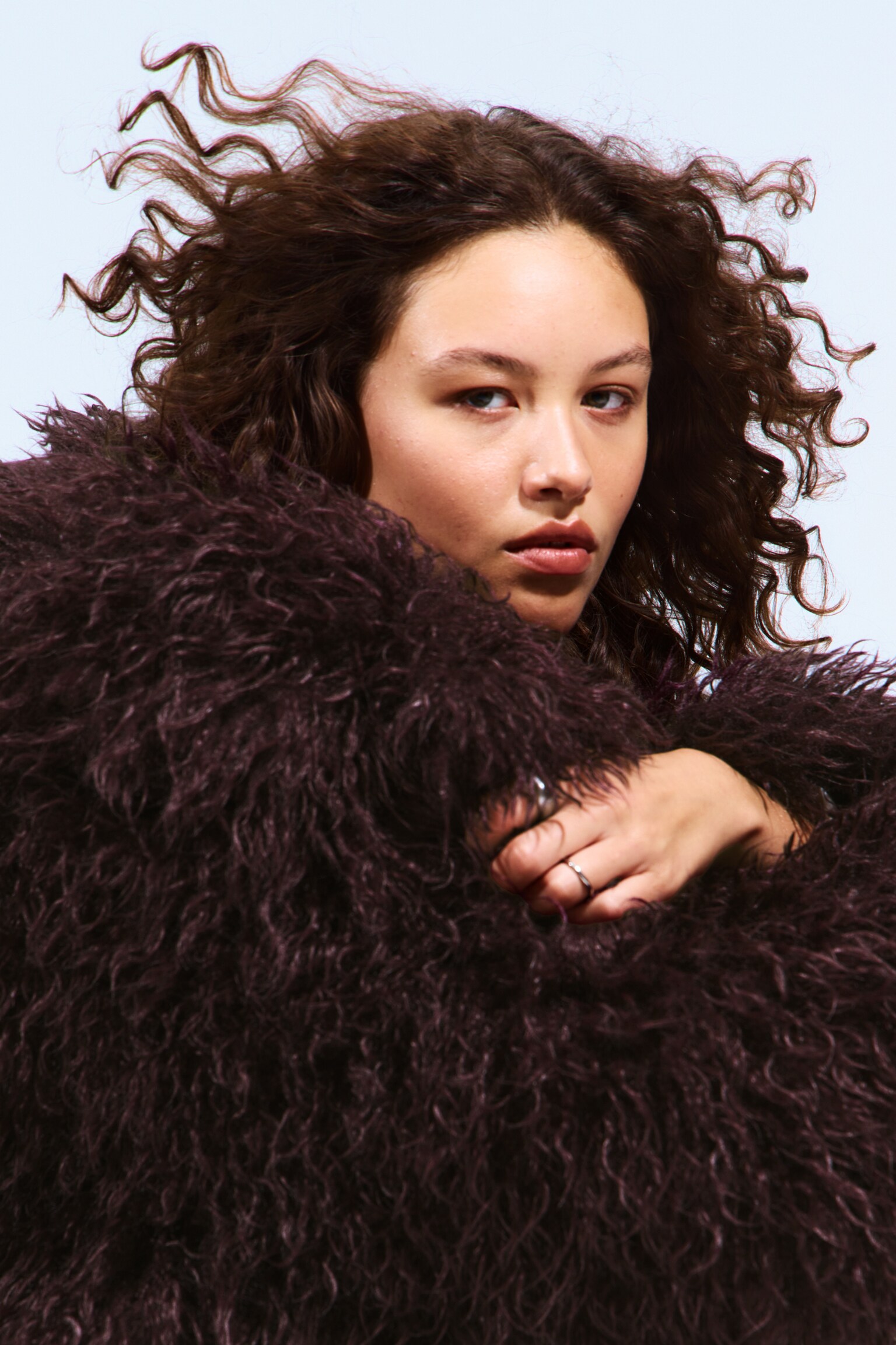 Faux Fur Jacket - Burgundy/Dark Brown/Beige/Brown Leopard Pattern - 4