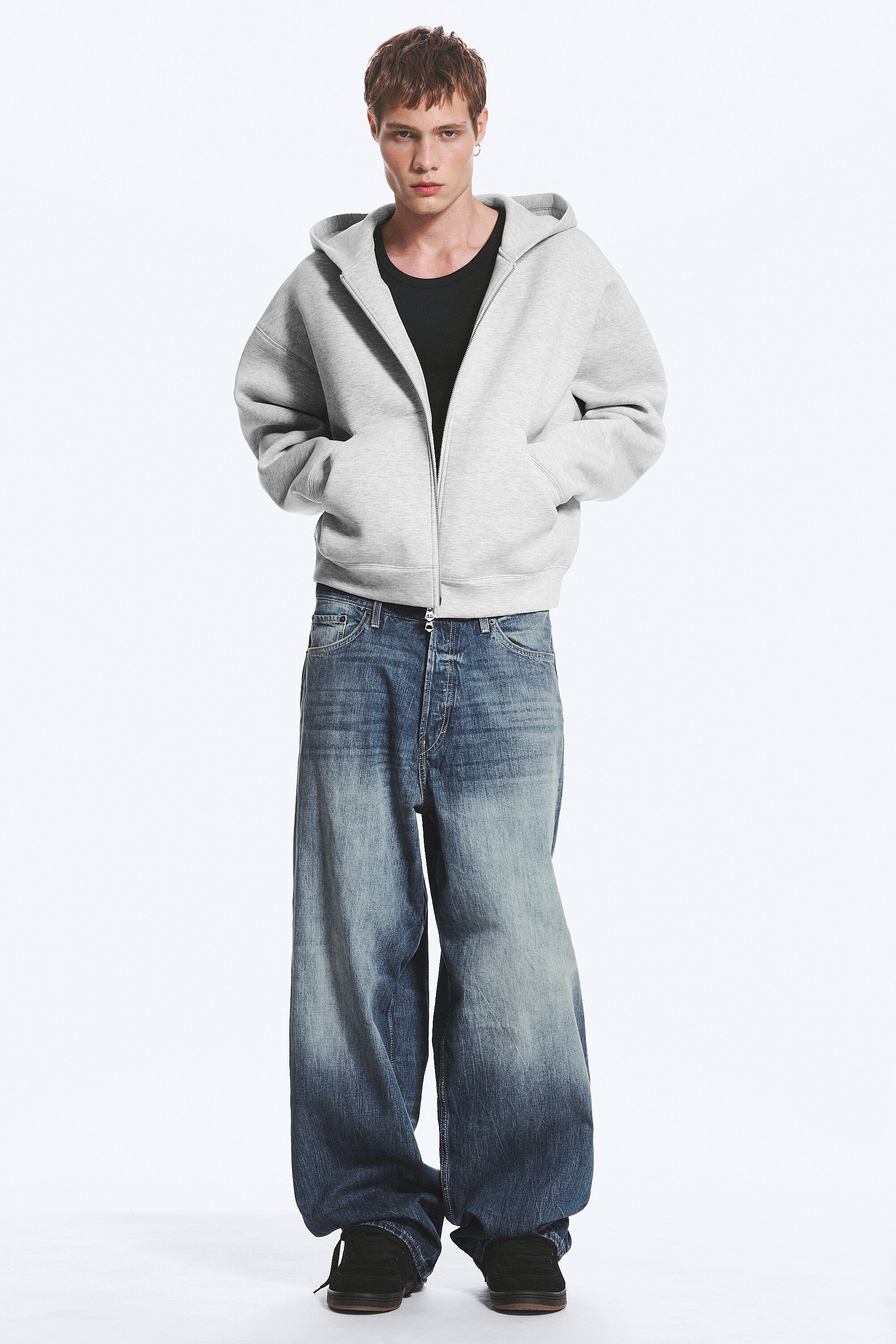 simon scuba zip hoodie - Light Grey Melange | Weekday GB