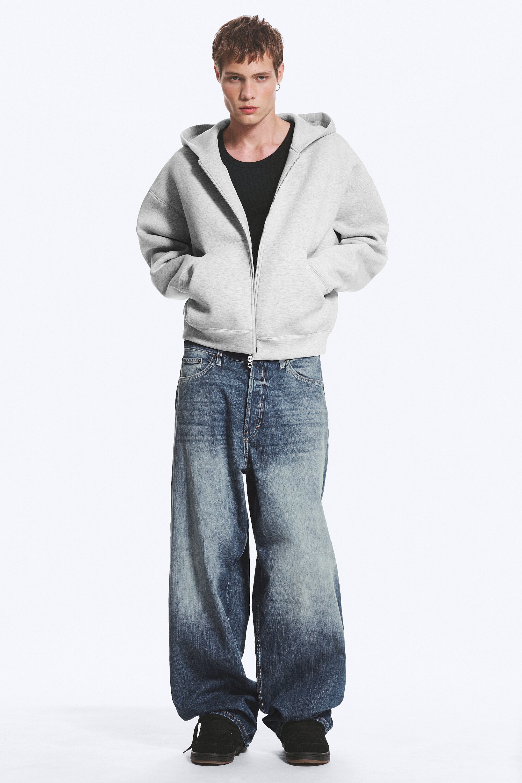 Light Grey Melange - Simon Scuba Zip Hoodie - 2
