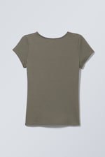 Vert kaki foncé - T-shirt à dos ouvert Gizem - 0
