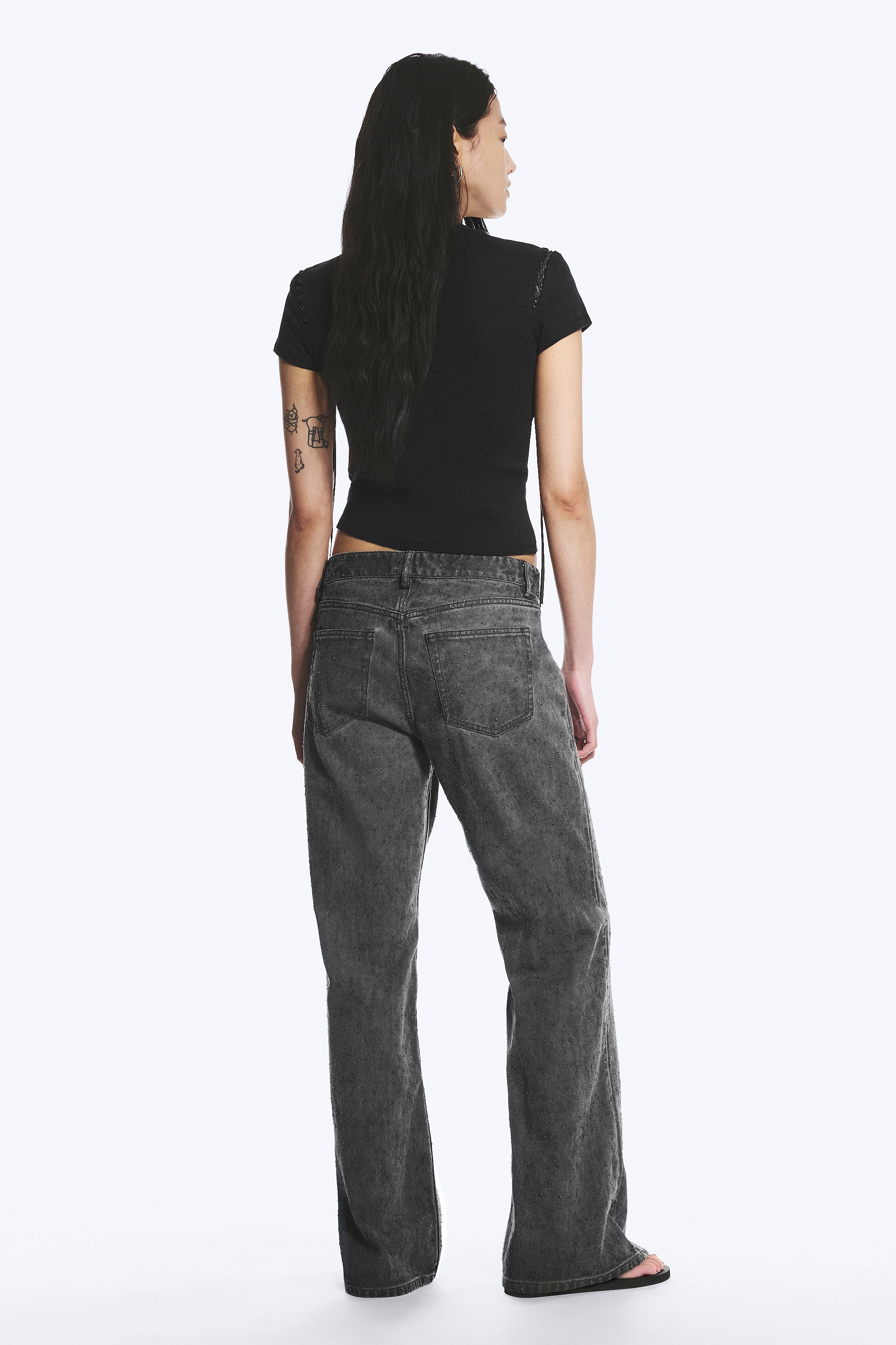 Low Rise Loose Bootcut Trousers